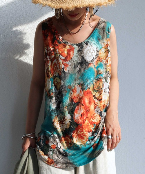 antiqua(アンティカ)の「フラワータンクトップ(タンクトップ・レディース・マルチ・M)」の2枚目の写真