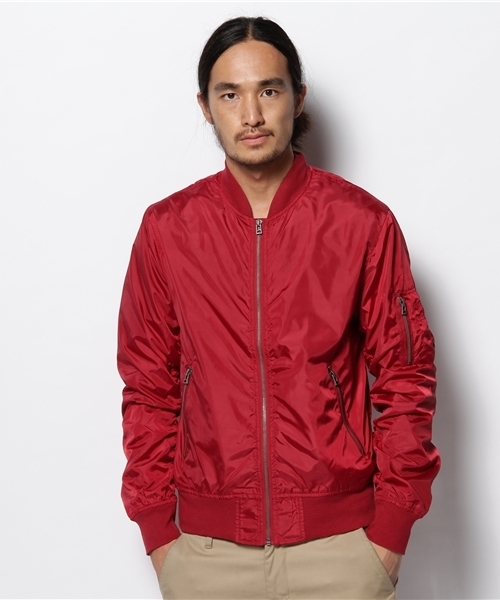 WEGO(ウィゴー)の「MA-1ナイロンブルゾン(ミリタリージャケット・メンズ・ブラック/ライトグレー/レッド・MEDIUM/LARGE)」の1枚目の写真