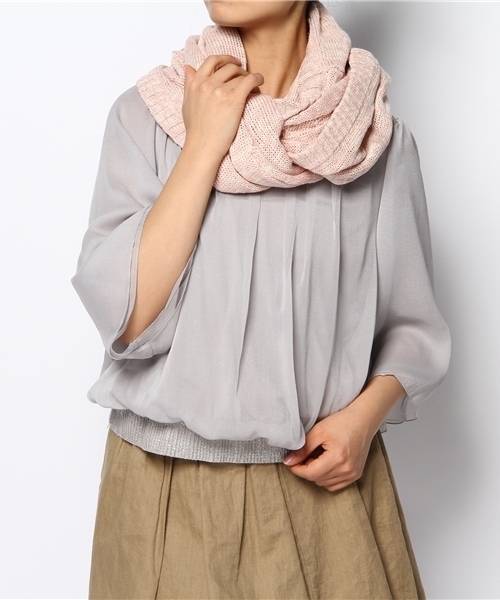 coen（コーエン）の「綿麻ミックススヌード12SS（ストール/ショール・レディース・オフホワイト/ピンク/コバルトブルー・フリー）」の6枚目の写真