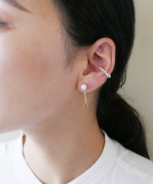 e.m.（イーエム）の「パールチェーンスタッズピアス（ピアス（片耳用）・レディース・ホワイト・FREE）」の8枚目の写真