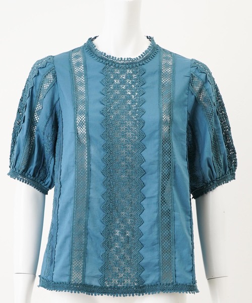 one after another NICE CLAUP（ワンアフターアナザーナイスクラップ）の「【近藤千尋さんコラボ】レース切り替えブラウス（シャツ/ブラウス・レディース・ホワイト/ブラック/グリーン・FREE）」の4枚目の写真