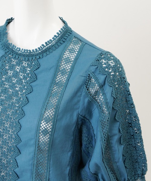 one after another NICE CLAUP（ワンアフターアナザーナイスクラップ）の「【近藤千尋さんコラボ】レース切り替えブラウス（シャツ/ブラウス・レディース・ホワイト/ブラック/グリーン・FREE）」の7枚目の写真