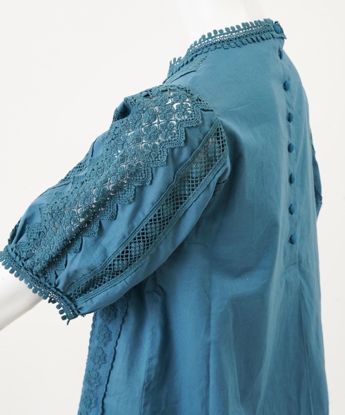 one after another NICE CLAUP（ワンアフターアナザーナイスクラップ）の「【近藤千尋さんコラボ】レース切り替えブラウス（シャツ/ブラウス・レディース・ホワイト/ブラック/グリーン・FREE）」の8枚目の写真