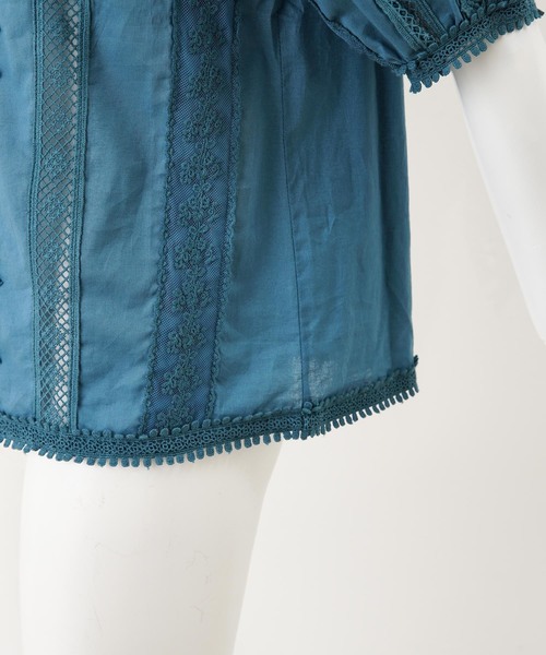 one after another NICE CLAUP（ワンアフターアナザーナイスクラップ）の「【近藤千尋さんコラボ】レース切り替えブラウス（シャツ/ブラウス・レディース・ホワイト/ブラック/グリーン・FREE）」の9枚目の写真