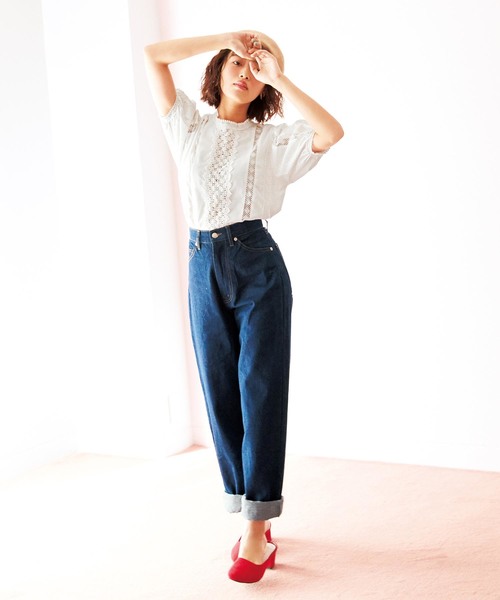 one after another NICE CLAUP（ワンアフターアナザーナイスクラップ）の「【近藤千尋さんコラボ】レース切り替えブラウス（シャツ/ブラウス・レディース・ホワイト/ブラック/グリーン・FREE）」の10枚目の写真