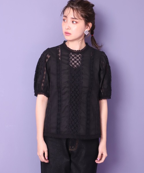 one after another NICE CLAUP（ワンアフターアナザーナイスクラップ）の「【近藤千尋さんコラボ】レース切り替えブラウス（シャツ/ブラウス・レディース・ホワイト/ブラック/グリーン・FREE）」の17枚目の写真