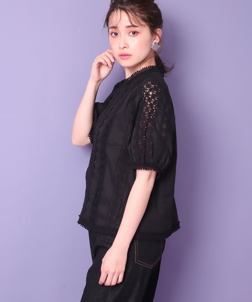 one after another NICE CLAUP（ワンアフターアナザーナイスクラップ）の「【近藤千尋さんコラボ】レース切り替えブラウス（シャツ/ブラウス・レディース・ホワイト/ブラック/グリーン・FREE）」の18枚目の写真