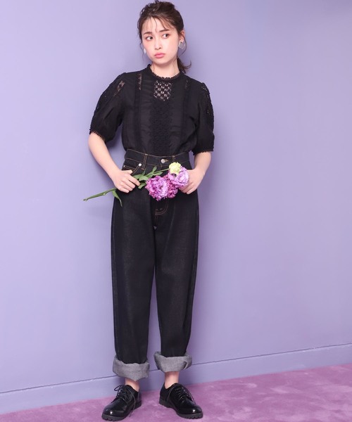 one after another NICE CLAUP（ワンアフターアナザーナイスクラップ）の「【近藤千尋さんコラボ】レース切り替えブラウス（シャツ/ブラウス・レディース・ホワイト/ブラック/グリーン・FREE）」の21枚目の写真