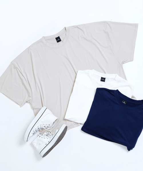 MONO-MART（モノマート）の「スーパーオーバーサイズビッグシルエットドロップショルダーカットソー(1/2 sleeve) Super BIG T（Tシャツ/カットソー・メンズ・ブラック/ネイビー/オフホワイト/ラベンダー/グレー系その他/ワイン・FREE）」の8枚目の写真