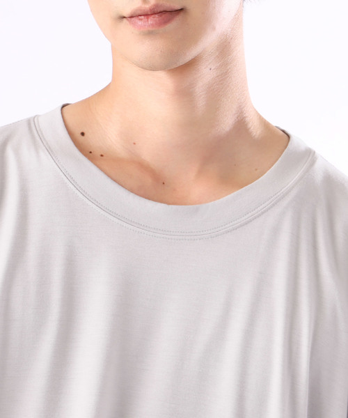 MONO-MART（モノマート）の「スーパーオーバーサイズビッグシルエットドロップショルダーカットソー(1/2 sleeve) Super BIG T（Tシャツ/カットソー・メンズ・ブラック/ネイビー/オフホワイト/ラベンダー/グレー系その他/ワイン・FREE）」の10枚目の写真