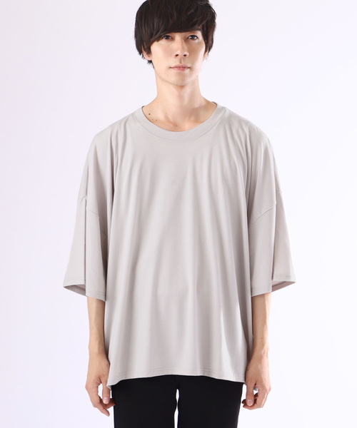 MONO-MART（モノマート）の「スーパーオーバーサイズビッグシルエットドロップショルダーカットソー(1/2 sleeve) Super BIG T（Tシャツ/カットソー・メンズ・ブラック/ネイビー/オフホワイト/ラベンダー/グレー系その他/ワイン・FREE）」の13枚目の写真