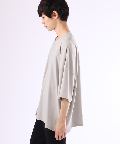 MONO-MART（モノマート）の「スーパーオーバーサイズビッグシルエットドロップショルダーカットソー(1/2 sleeve) Super BIG T（Tシャツ/カットソー・メンズ・ブラック/ネイビー/オフホワイト/ラベンダー/グレー系その他/ワイン・FREE）」の14枚目の写真