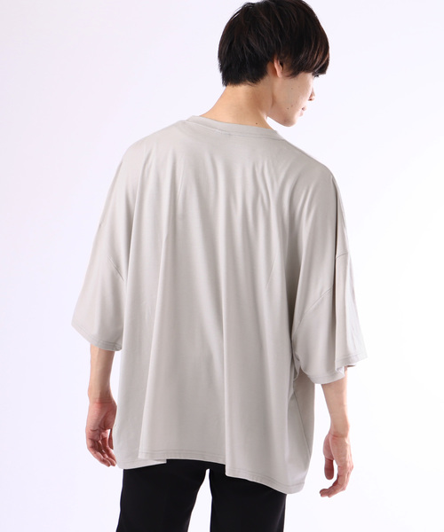 MONO-MART（モノマート）の「スーパーオーバーサイズビッグシルエットドロップショルダーカットソー(1/2 sleeve) Super BIG T（Tシャツ/カットソー・メンズ・ブラック/ネイビー/オフホワイト/ラベンダー/グレー系その他/ワイン・FREE）」の15枚目の写真