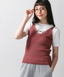 WEGO | WEGO/レースVネックノースリーブニットキャミソール(キャミソール)