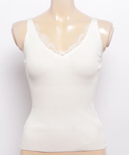 WEGO（ウィゴー）の「WEGO/レースVネックノースリーブニットキャミソール（キャミソール・レディース・ホワイト/ブラック/ブラウン・FREE）」の13枚目の写真