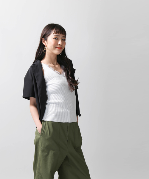 WEGO（ウィゴー）の「WEGO/レースVネックノースリーブニットキャミソール（キャミソール・レディース・ホワイト/ブラック/ブラウン・FREE）」の9枚目の写真