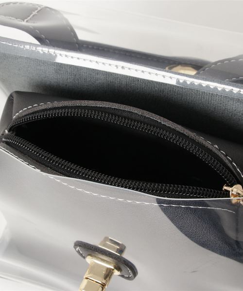 KOBE LETTUCE（コウベレタス）の「ポーチ付き☆クリア素材スクエアハンドバッグ（ハンドバッグ・レディース・オフホワイト/ブラウン/ブラック・FREE）」の10枚目の写真