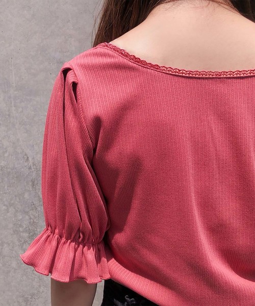 one after another NICE CLAUP(ワンアフターアナザーナイスクラップ)の「前後2wayテレコトップス(Tシャツ/カットソー・レディース・アイボリー/ブラック/ブルー/ピンク・FREE)」の6枚目の写真