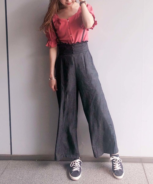 one after another NICE CLAUP(ワンアフターアナザーナイスクラップ)の「前後2wayテレコトップス(Tシャツ/カットソー・レディース・アイボリー/ブラック/ブルー/ピンク・FREE)」の7枚目の写真