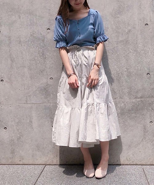 one after another NICE CLAUP(ワンアフターアナザーナイスクラップ)の「前後2wayテレコトップス(Tシャツ/カットソー・レディース・アイボリー/ブラック/ブルー/ピンク・FREE)」の11枚目の写真