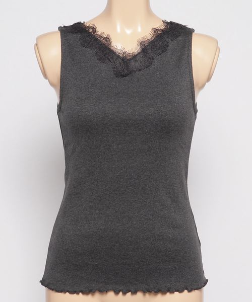 AMERICAN HOLIC（アメリカンホリック）の「・2WAYレースタンクトップ（タンクトップ・レディース・チャコールグレー/ブラック/アイボリー/マスタード・FREE）」の4枚目の写真