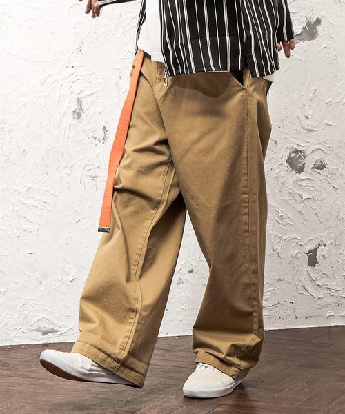 MinoriTY（マイノリティ）の「ワイドチノパンツ ガチャベル付（チノパンツ・メンズ・ブラック/ベージュ/ブラック系その他/ベージュ系その他・M/L）」の4枚目の写真