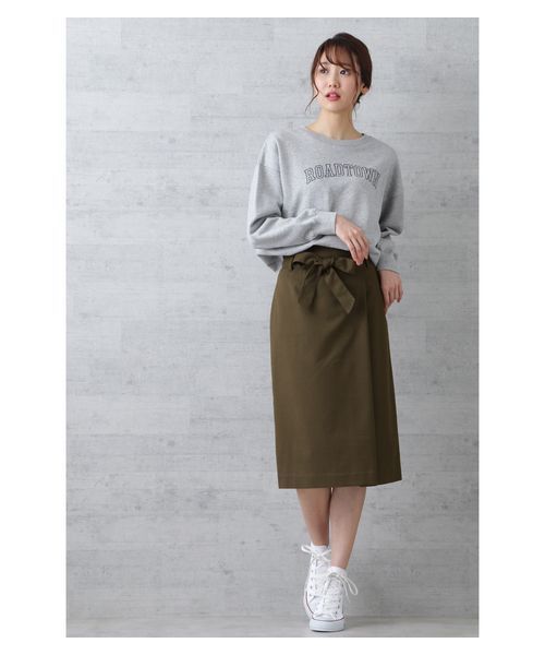 NATURAL BEAUTY BASIC（ナチュラルビューティーベーシック）の「ベルテッドストレートスカート（スカート・レディース・ベージュ系その他/カーキ・MEDIUM/X-SMALL/SMALL）」の2枚目の写真