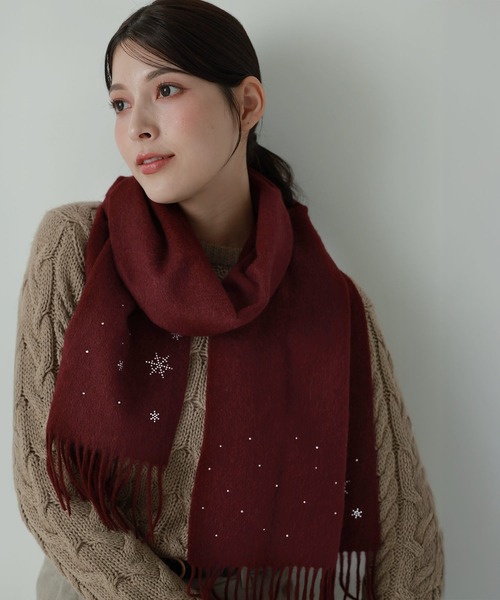 【タグ付★匿名配送】ANTEPRIMA　ラインストーン付　カシミヤ入り　マフラー アンテプリマ カシミヤストール マフラー ラインストーン｜Yahoo