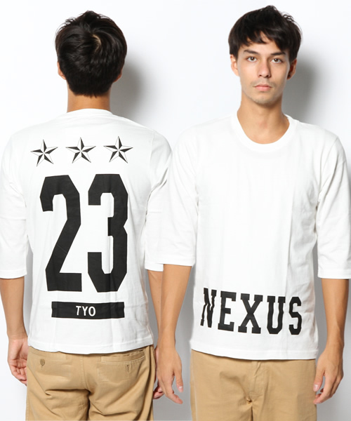 WEGO（ウィゴー）の「WEGO/モノトーンナンバリングTee（7）（Tシャツ/カットソー・メンズ・ホワイト/ブラック・LARGE/MEDIUM）」の2枚目の写真