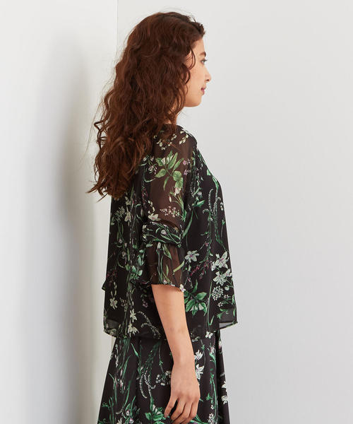 EMMEL REFINES（エメルリファインズ）の「【EMMEL REFINES】〔ハンドウォッシャブル〕FC HW ボタニカルプリントブラウス（シャツ/ブラウス・レディース・ブラック/オフホワイト・FREE）」の5枚目の写真