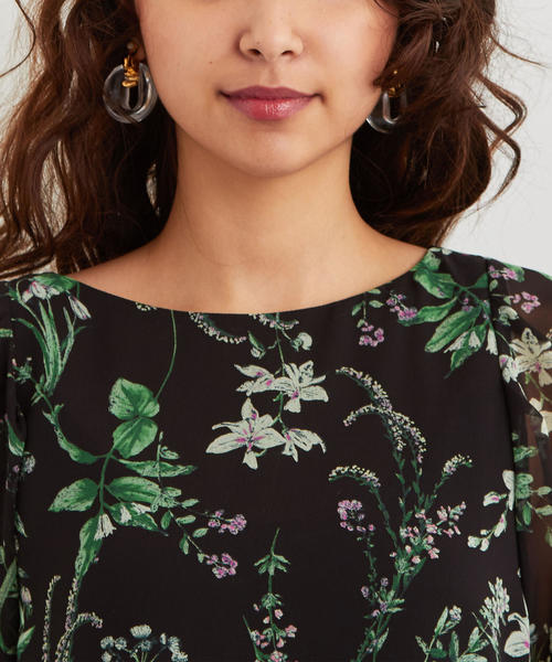 EMMEL REFINES（エメルリファインズ）の「【EMMEL REFINES】〔ハンドウォッシャブル〕FC HW ボタニカルプリントブラウス（シャツ/ブラウス・レディース・ブラック/オフホワイト・FREE）」の7枚目の写真