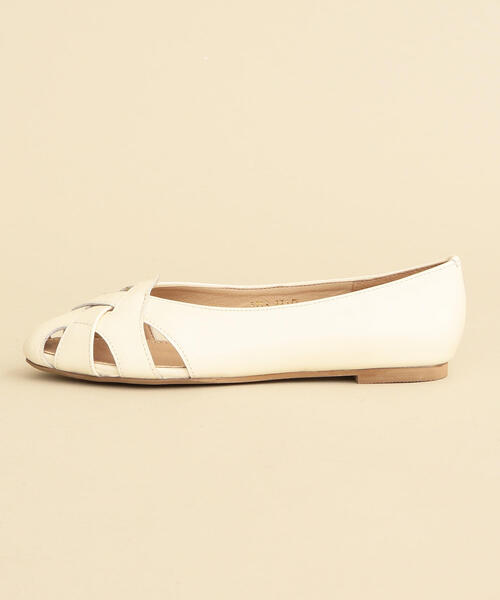 BEAUTY&YOUTH UNITED ARROWS（ビューティーアンドユースユナイテッドアローズ）の「BY∴ レザークロスフラットパンプス о（パンプス・レディース・マスタード/オフホワイト/ブラック・37h/36h/36/37/35h）」の6枚目の写真