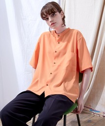 ブライトポプリンリラックスバンドカラーシャツ Poplin Band Collar Shirt 1/2 short sleeve
