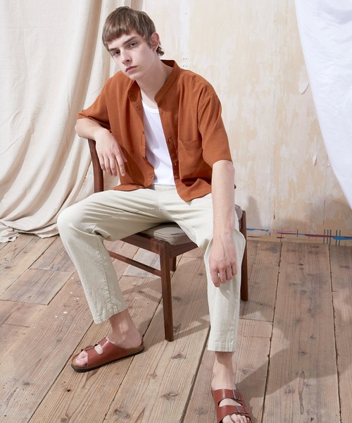 EMMA CLOTHES（エマクローズ）の「ブライトポプリンリラックスバンドカラーシャツ Poplin Band Collar Shirt 1/2 short sleeve（シャツ/ブラウス・メンズ・ライトグレー/ライトブルー/ブラック/ベージュ/ネイビー/オフホワイト/スモークピンク/テラコッタ/ライトグリーン/ダークブラウン/オレンジ系その他/パープル系その他/ベージュ系その他・S/M/L）」の16枚目の写真