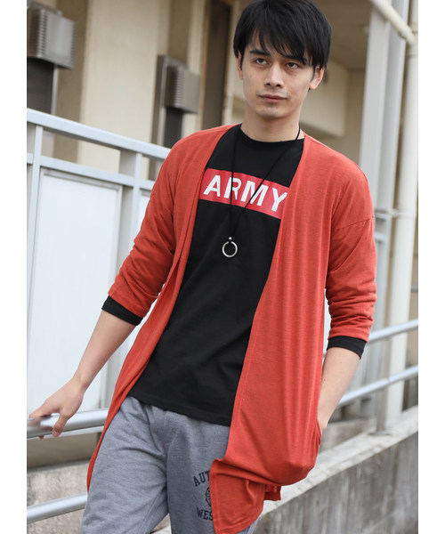 ARCADE（アーケード）の「麻混 5分袖 ビッグシルエット ロングカーディガン Dal Fellow（カーディガン/ボレロ・メンズ・ホワイト/ブラック/ベージュ/ネイビー/カーキ/オレンジ/杢グレー/グリーン/カーキブラウン/モカ/ブルーグレー/ピンク/チャコールグレー・M/L）」の13枚目の写真