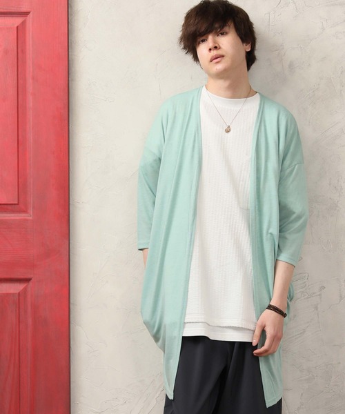 ARCADE（アーケード）の「麻混 5分袖 ビッグシルエット ロングカーディガン Dal Fellow（カーディガン/ボレロ・メンズ・ホワイト/ブラック/ベージュ/ネイビー/カーキ/オレンジ/杢グレー/グリーン/カーキブラウン/モカ/ブルーグレー/ピンク/チャコールグレー・M/L）」の10枚目の写真