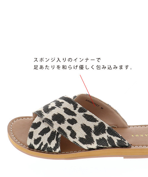 RANDA（ランダ）の「クロスベルトフラットサンダル（サンダル・レディース・ホワイト/ブラック/シルバー/レオパード・LL/S/M/L）」の10枚目の写真