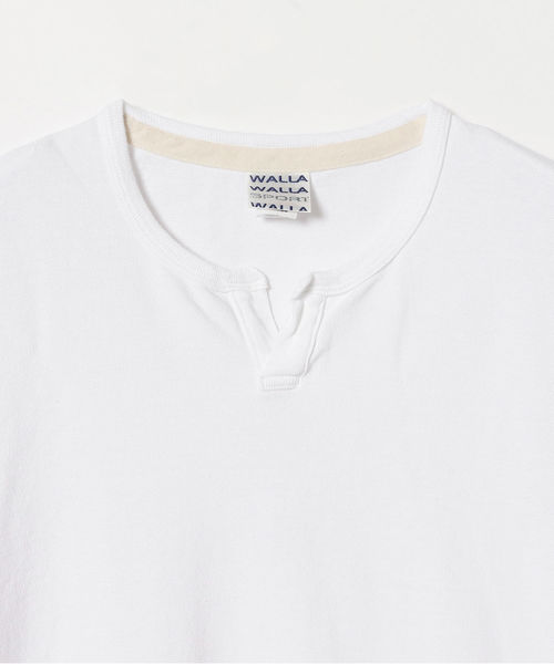 WALLA WALLA SPORT(ワラワラスポーツ)の「WALLA WALLA SPORT / スプリットネック ピケTシャツ <MEN>(Tシャツ/カットソー・メンズ・ホワイト/ネイビー・LARGE/MEDIUM)」の8枚目の写真