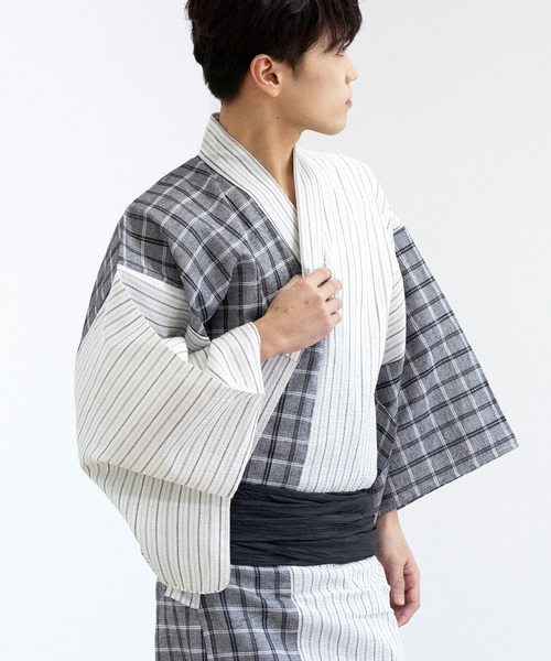 KYOETSU（キョウエツ）の「メンズしわ兵児帯（和装小物・メンズ・ブラック/ネイビー/グレー/レッド/ブルー/グリーン・フリー）」の7枚目の写真