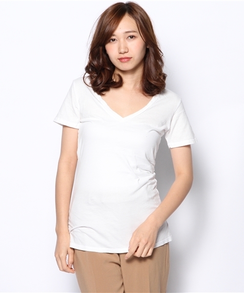 DouDou（ドゥドゥ）の「【GROCERIES】TシャツWVN（Tシャツ/カットソー・レディース・グリーン/レッド/ホワイト/ラベンダー/チャコールグレー/イエロー・FREE）」の2枚目の写真