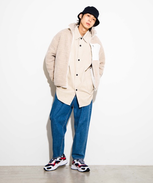 WEGO（ウィゴー）の「WEGO/ボアフリーススタンドブルゾン（ブルゾン・メンズ・パープル/オフホワイト/ライトベージュ/ブラウン・SMALL/MEDIUM/LARGE）」の8枚目の写真