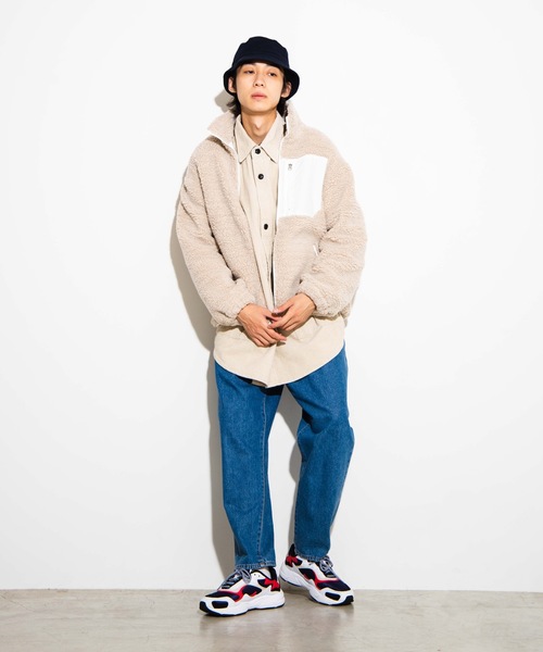 WEGO（ウィゴー）の「WEGO/ボアフリーススタンドブルゾン（ブルゾン・メンズ・パープル/オフホワイト/ライトベージュ/ブラウン・SMALL/MEDIUM/LARGE）」の9枚目の写真