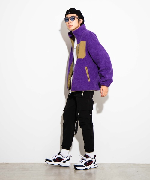 WEGO（ウィゴー）の「WEGO/ボアフリーススタンドブルゾン（ブルゾン・メンズ・パープル/オフホワイト/ライトベージュ/ブラウン・SMALL/MEDIUM/LARGE）」の13枚目の写真