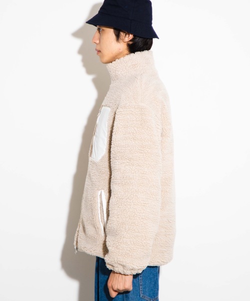 WEGO（ウィゴー）の「WEGO/ボアフリーススタンドブルゾン（ブルゾン・メンズ・パープル/オフホワイト/ライトベージュ/ブラウン・SMALL/MEDIUM/LARGE）」の15枚目の写真