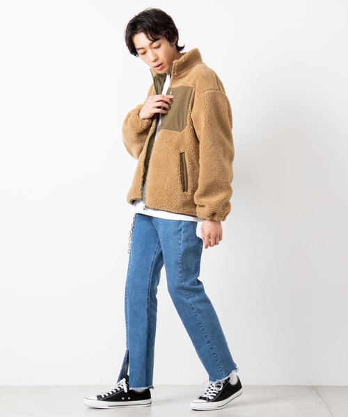 WEGO（ウィゴー）の「WEGO/ボアフリーススタンドブルゾン（ブルゾン・メンズ・パープル/オフホワイト/ライトベージュ/ブラウン・SMALL/MEDIUM/LARGE）」の22枚目の写真