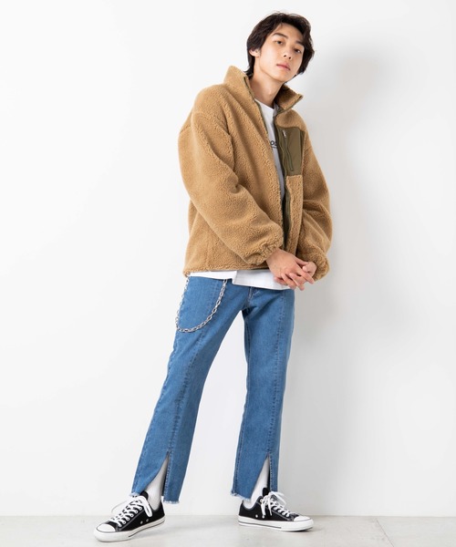 WEGO（ウィゴー）の「WEGO/ボアフリーススタンドブルゾン（ブルゾン・メンズ・パープル/オフホワイト/ライトベージュ/ブラウン・SMALL/MEDIUM/LARGE）」の21枚目の写真