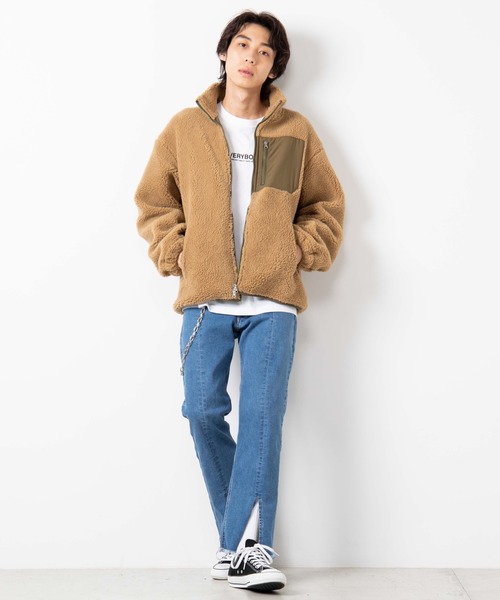 WEGO（ウィゴー）の「WEGO/ボアフリーススタンドブルゾン（ブルゾン・メンズ・パープル/オフホワイト/ライトベージュ/ブラウン・SMALL/MEDIUM/LARGE）」の20枚目の写真