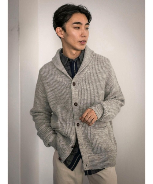 CRAFT STANDARD BOUTIQUE（クラフトスタンダードブティック）の「ショールカラーニットカーディガン●＊（カーディガン/ボレロ・メンズ・グレー系その他2/ネイビー/グレー系その他・L/LL/M）」の2枚目の写真