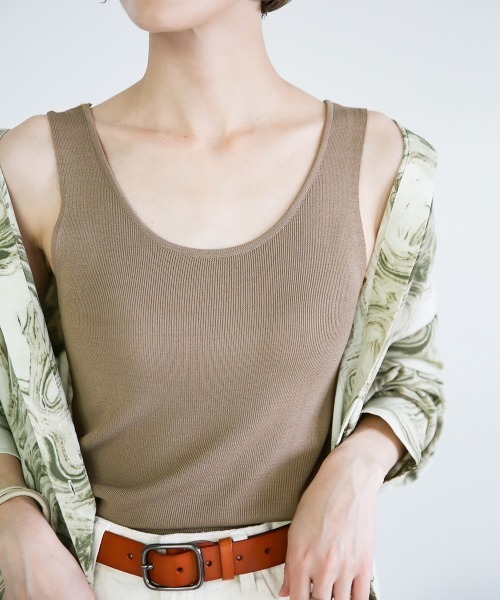 select MOCA（セレクトモカ）の「ラウンドリブタンクトップ（タンクトップ・レディース・レッドパープル/サックスブルー/アイボリー/ネイビー/ブラウン・FREE）」の3枚目の写真