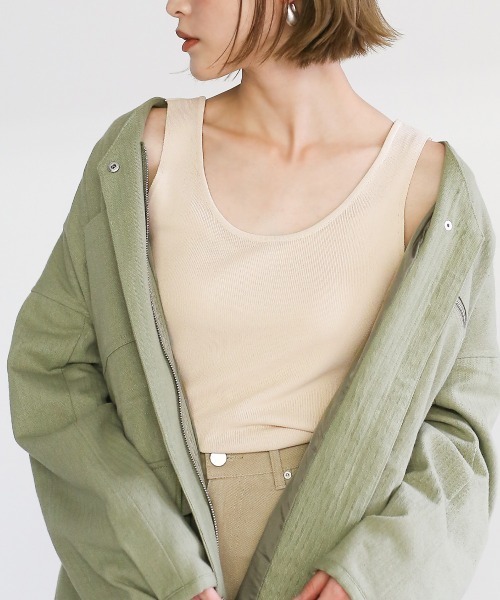 select MOCA（セレクトモカ）の「ラウンドリブタンクトップ（タンクトップ・レディース・レッドパープル/サックスブルー/アイボリー/ネイビー/ブラウン・FREE）」の2枚目の写真